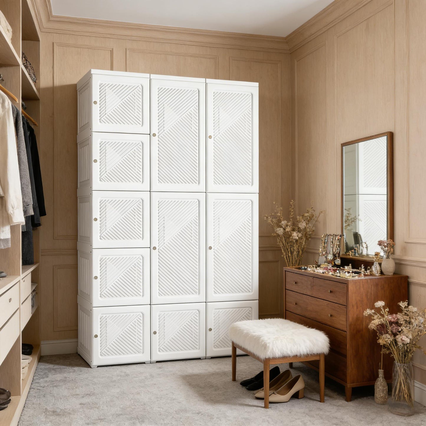 Portable Wardrobe Closet - White Clothes Storage Organizer
