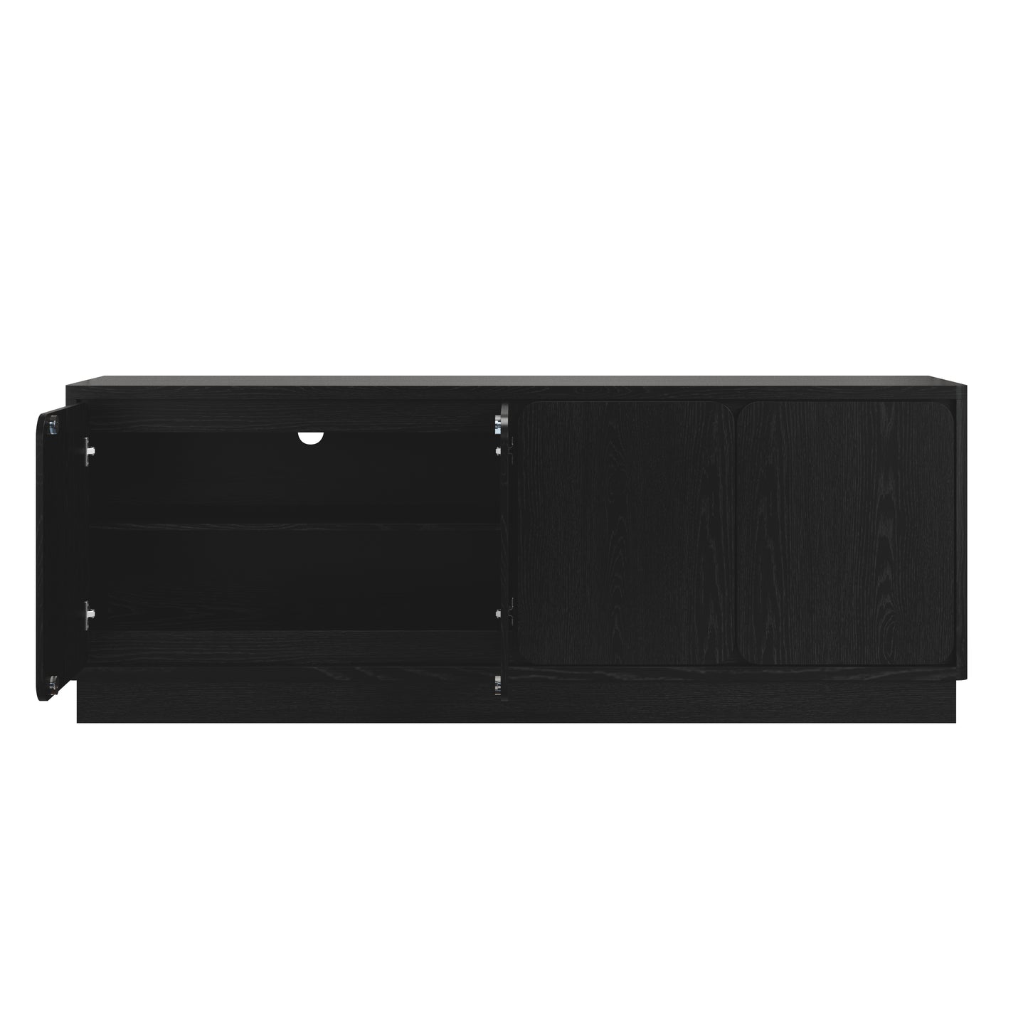63 Inch Black TV Stand with 4 Storage Doors - Modern Media Console
