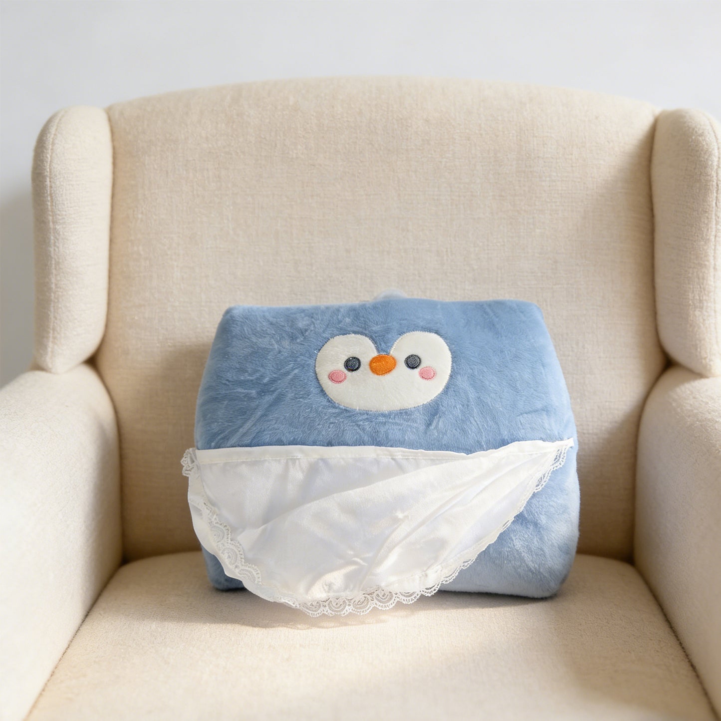 Penguin Back Support Pillow - Blue