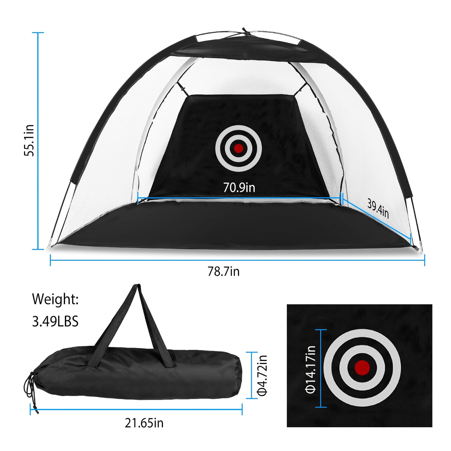 Golf Hitting Net with Target Cloth - Portable Indoor/Outdoor Practice