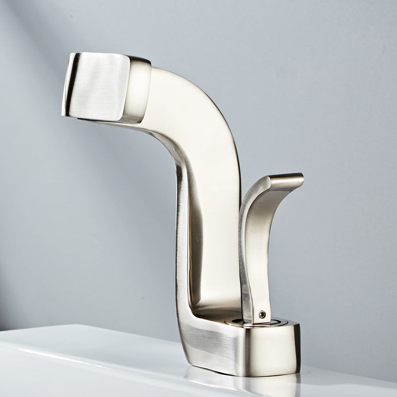 Bathroom Sink Faucet - Single Handle Copper Mixer Tap with Gold or Silver Finish