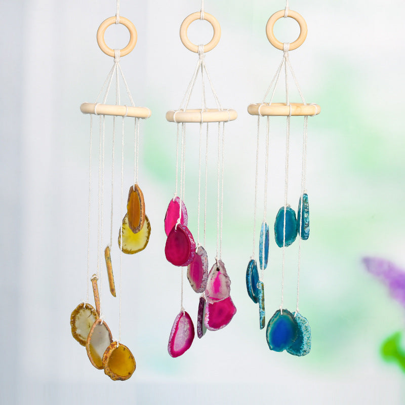 Agate Slice Wind Chimes - Irregular Color Crystal Home Decor