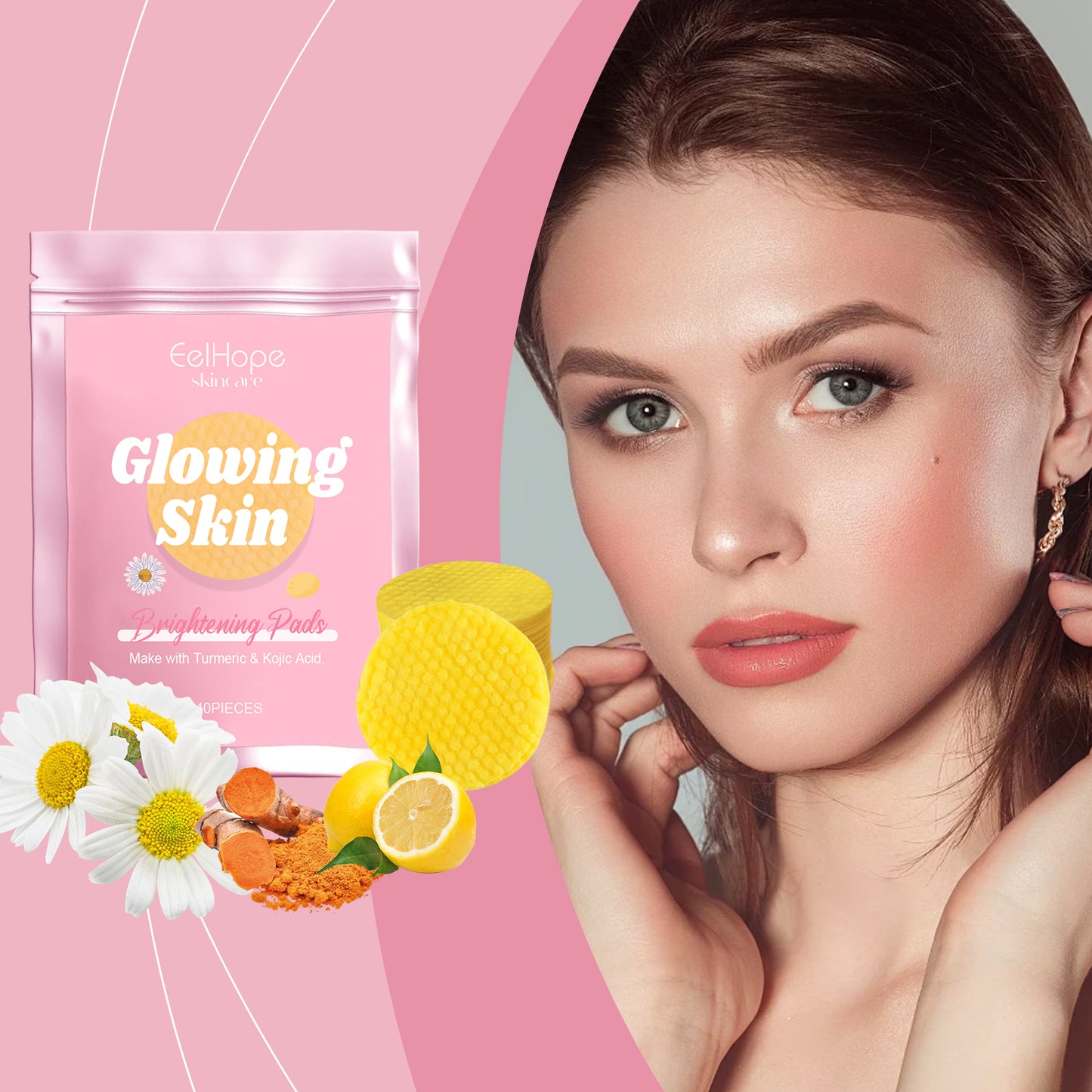 Turmeric Kojic Acid Facial Cleansing Pads for Brightening & Dark Spots