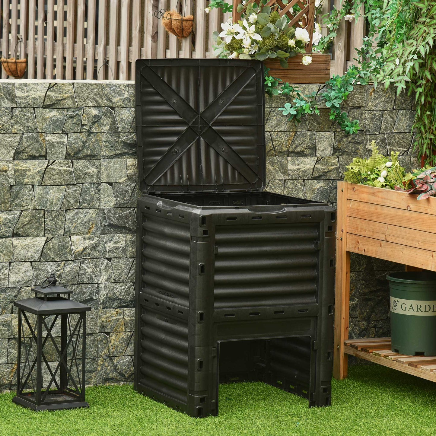 80 Gallon Outdoor Compost Bin - Easy Assembly, Black