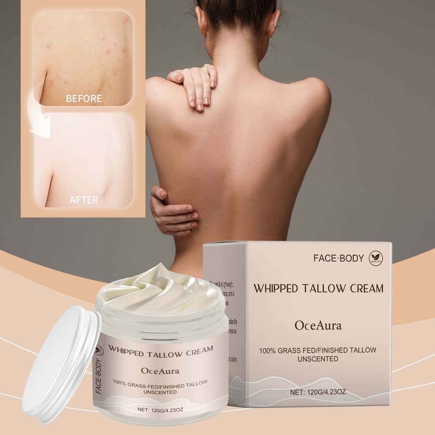 Moisturizing Tallow Body Cream with Avocado Oil & Vitamin D