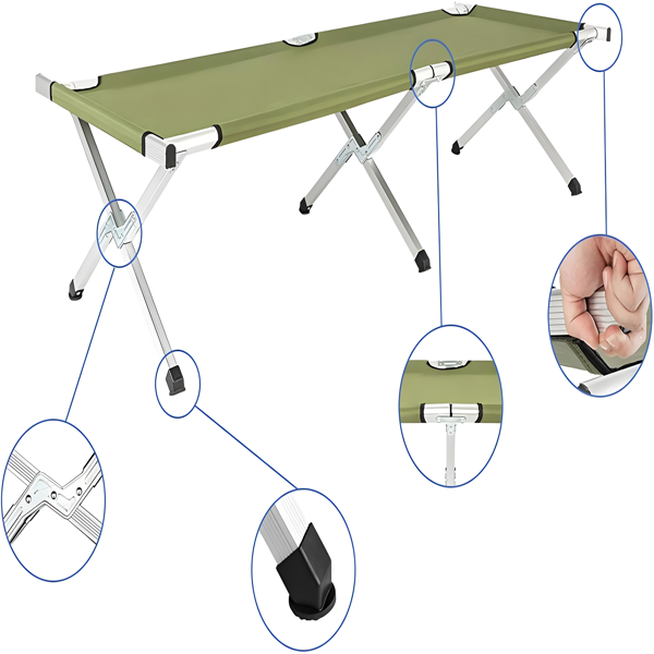 Portable Folding Camping Cot with Carrying Bag - Army Green