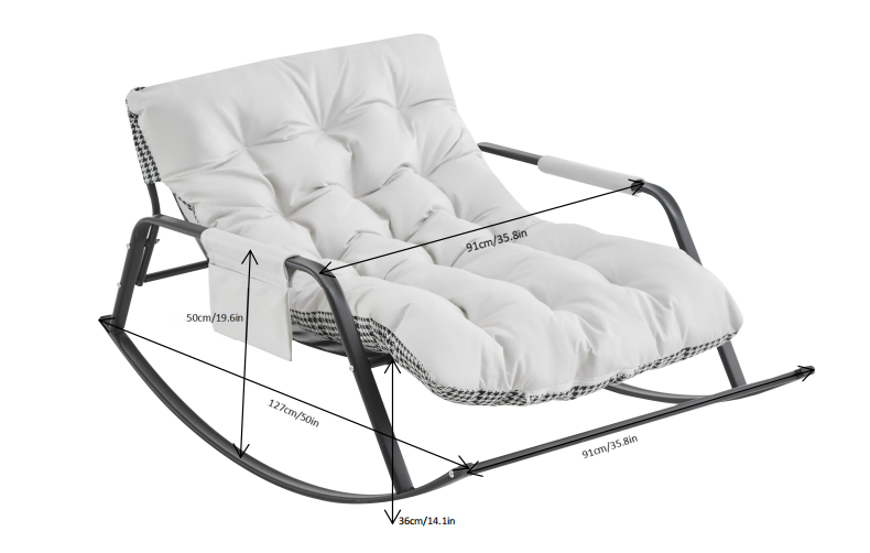 Extra-Wide White Rocking Chair - Upholstered Gliding Recliner