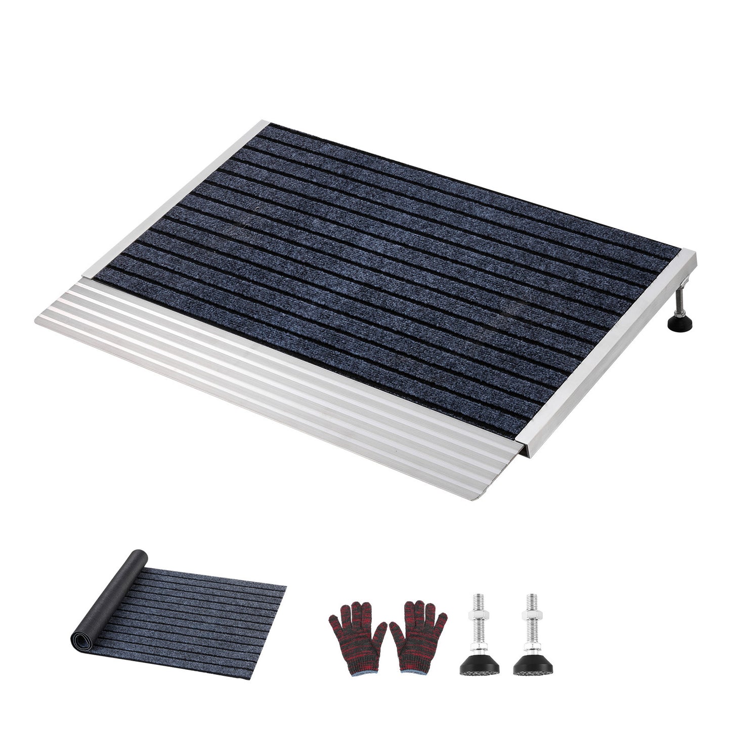 Adjustable Aluminum Door Ramp 24x35.8 Inch Non-Slip Wheelchair Accessory