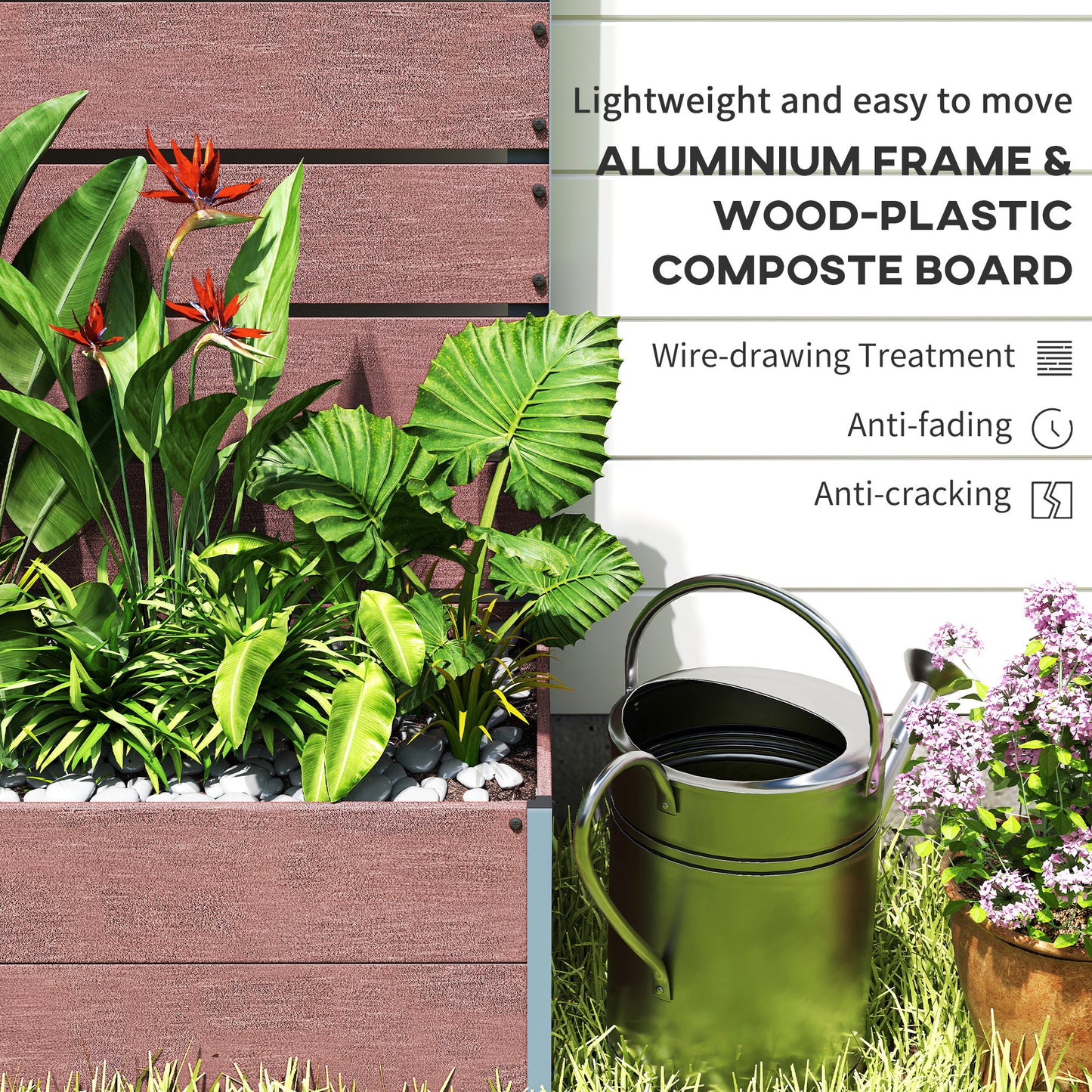 Raised Garden Bed with Trellis - Outdoor Planter Box for Climbing Plants, 28.25x15x59 Inches, Brown