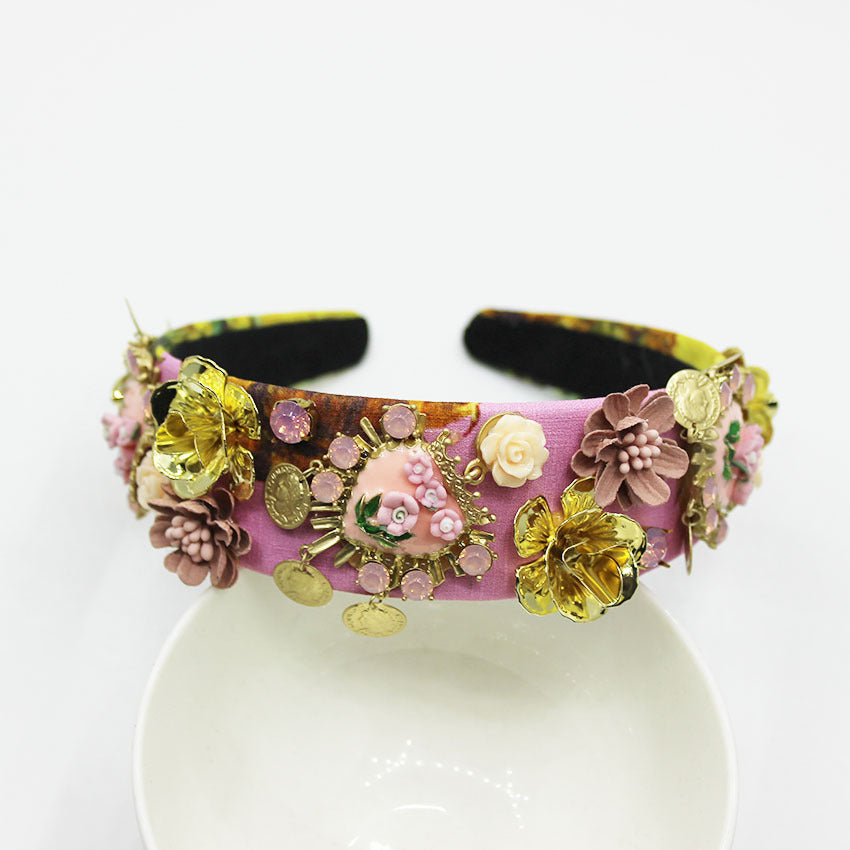 Baroque Flower Alloy Headband - Multiple Colors