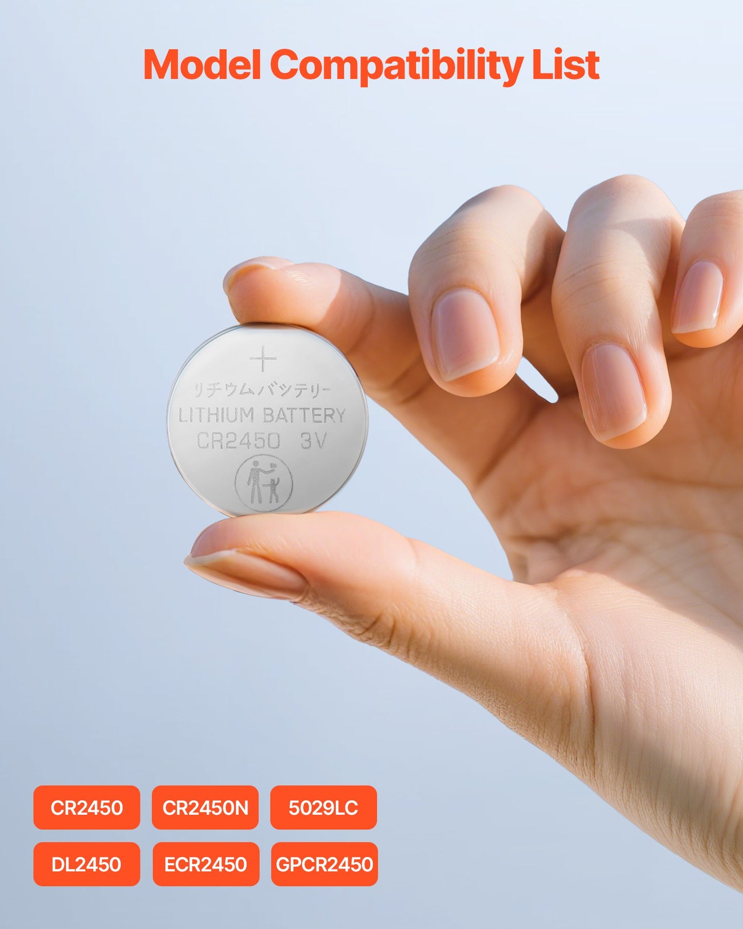 CR2450 Lithium Coin Battery Pack 20 Count Long-Lasting 3V for Key Fobs Devices