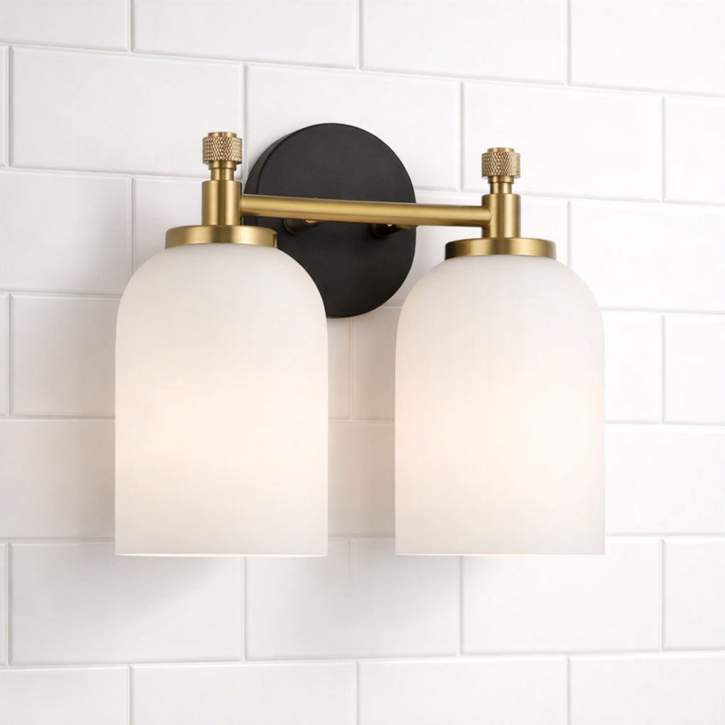 Vortex Traditional Style Two Lights Vanity Over Bathroom Mirror Wall