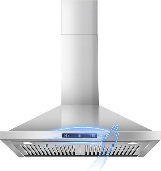 30 Inch Wall Mount Range Hood with 700 CFM Stainless Steel Kitchen Vent Ducted & Ductless Option