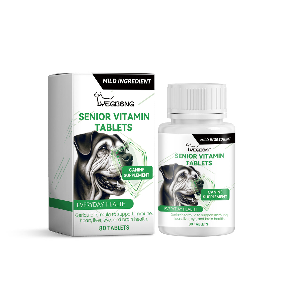 Senior Dog Multivitamin Chewables - Support Immunity, Eyes, Skin & Bones - 80 Tablets