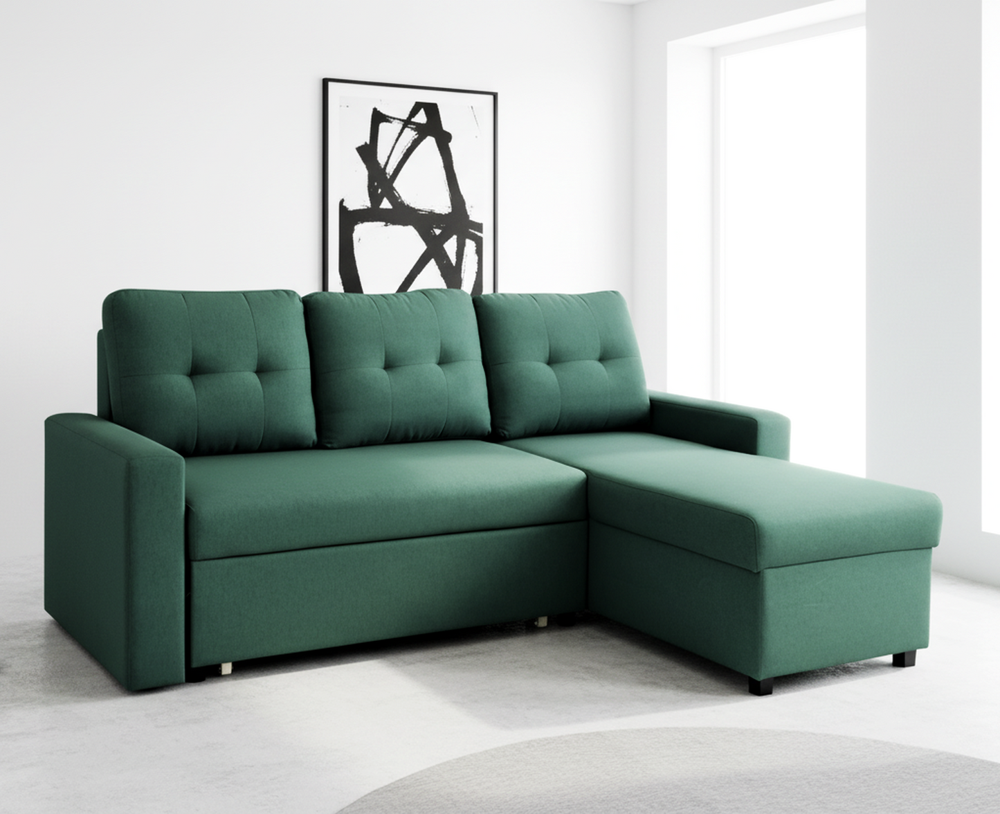 Convertible L-Shaped Sectional Sleeper Sofa Bed, Stylish Apartment