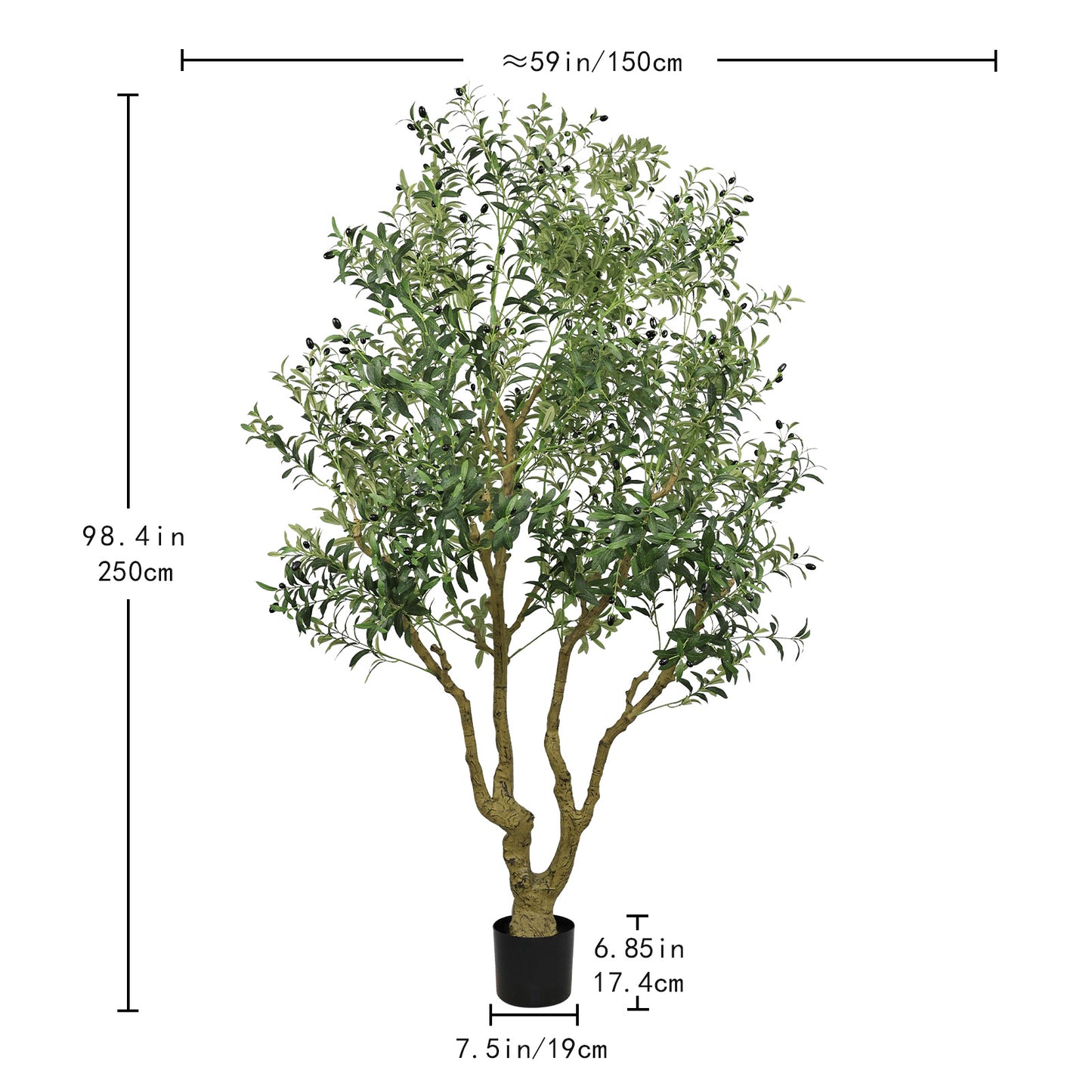 8FT Tall Artificial Olive Tree - Lifelike Faux Potted Plant