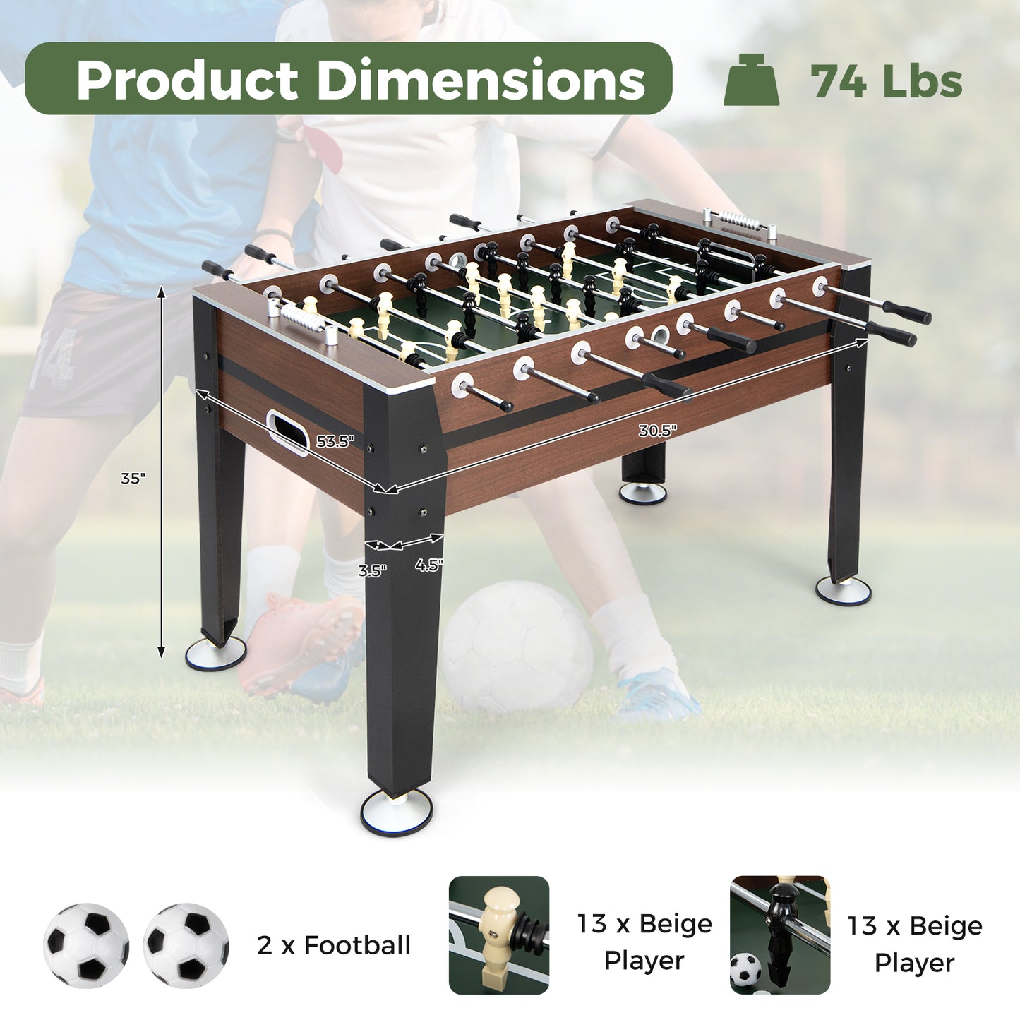 54-Inch Indoor Foosball Table - Official Competition Size
