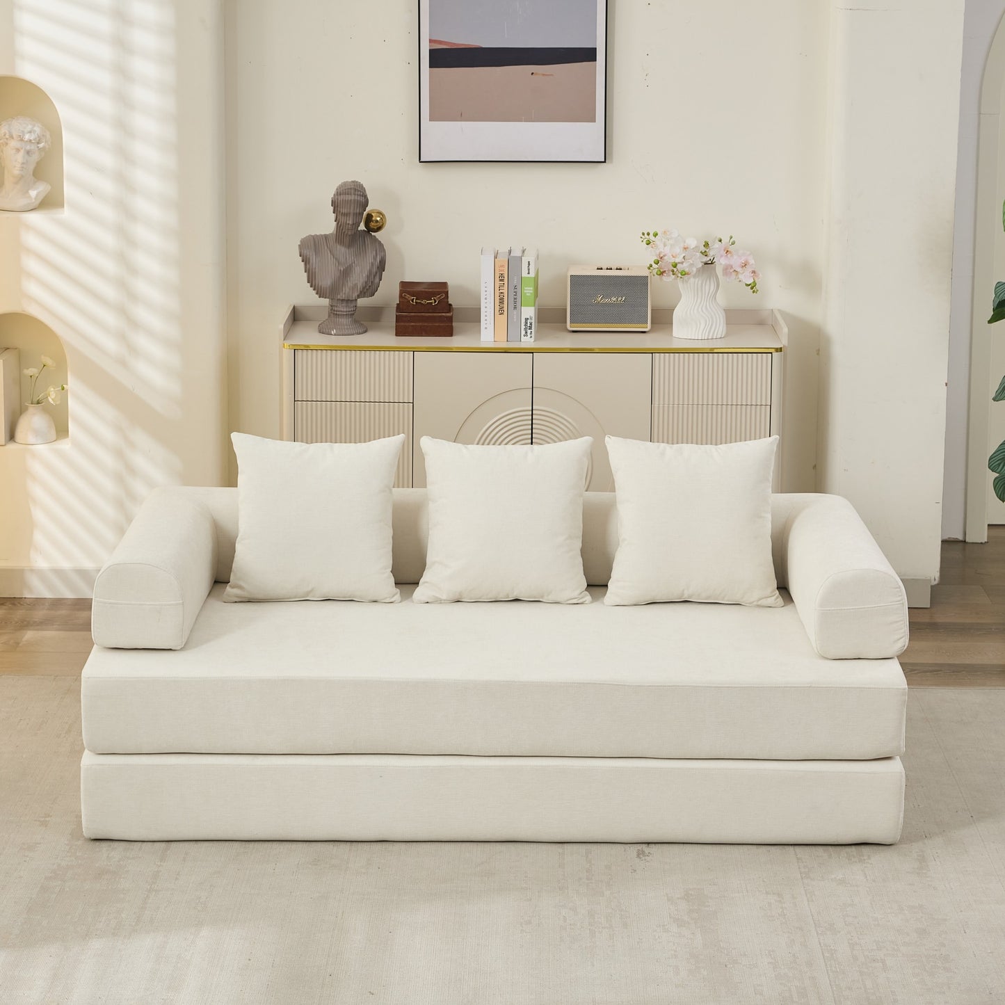 Comfy Convertible Folding Mattress Couch, Floor Sofa Bed, Chenille