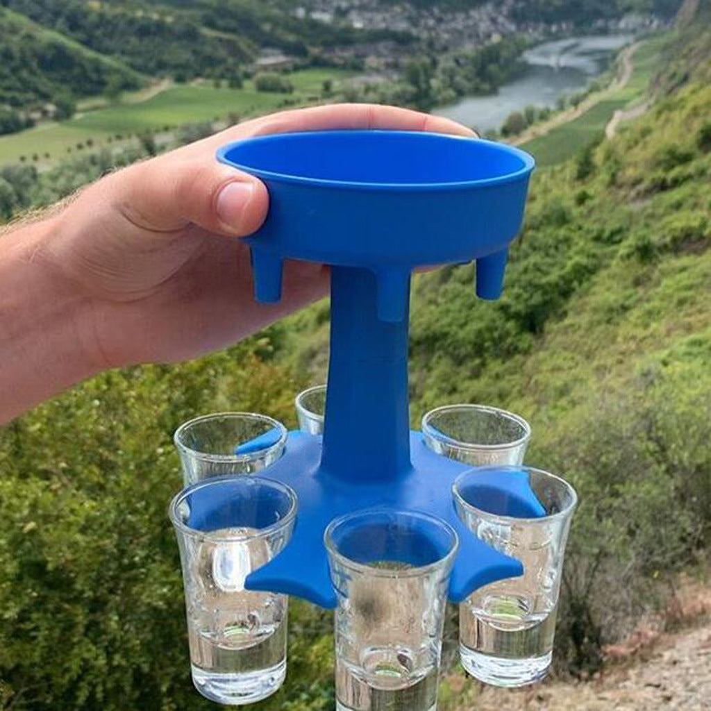 6-Shot Glass Dispenser Holder Rack Bar Accessories for Drinking Games and Parties