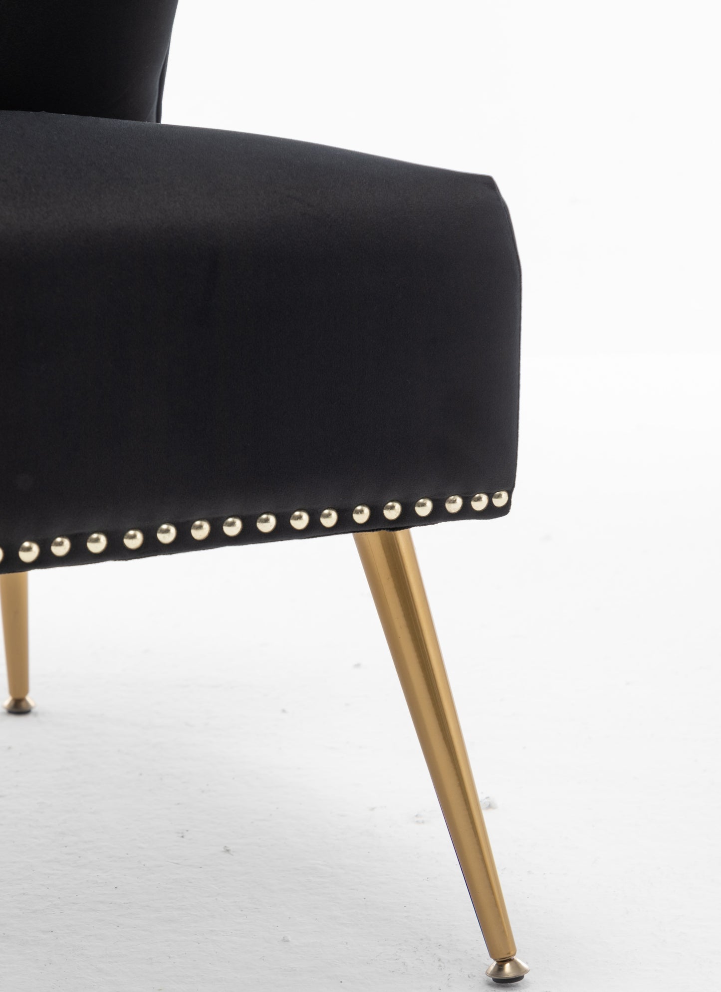 Printed Cloth Accent Chair, Armless Slipper Chair With Metal Legs,