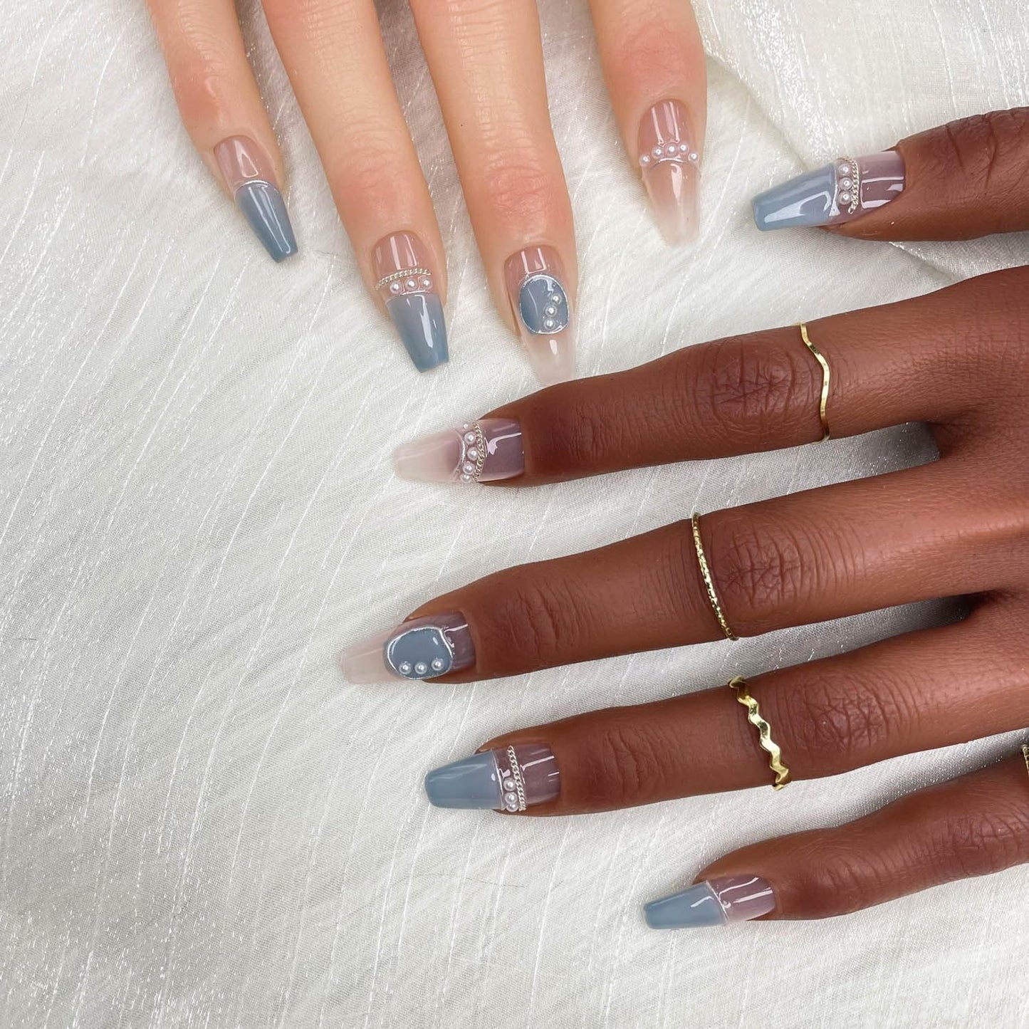 Short Press-On Nails - Handmade Gradient Soft Gel Acrylic Fake Nails (Size M)