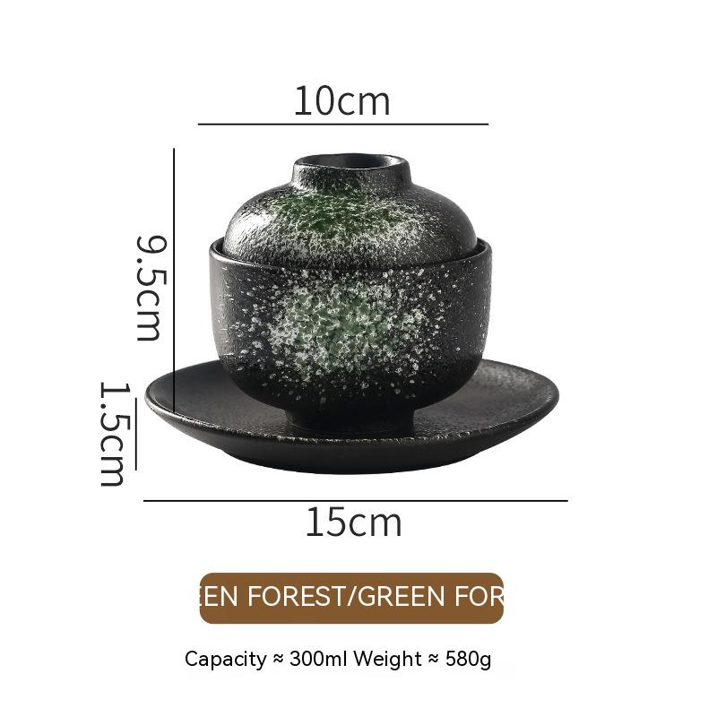 Japanese-Style Ceramic Soup Bowl with Lid - Multiple Colors & Patterns