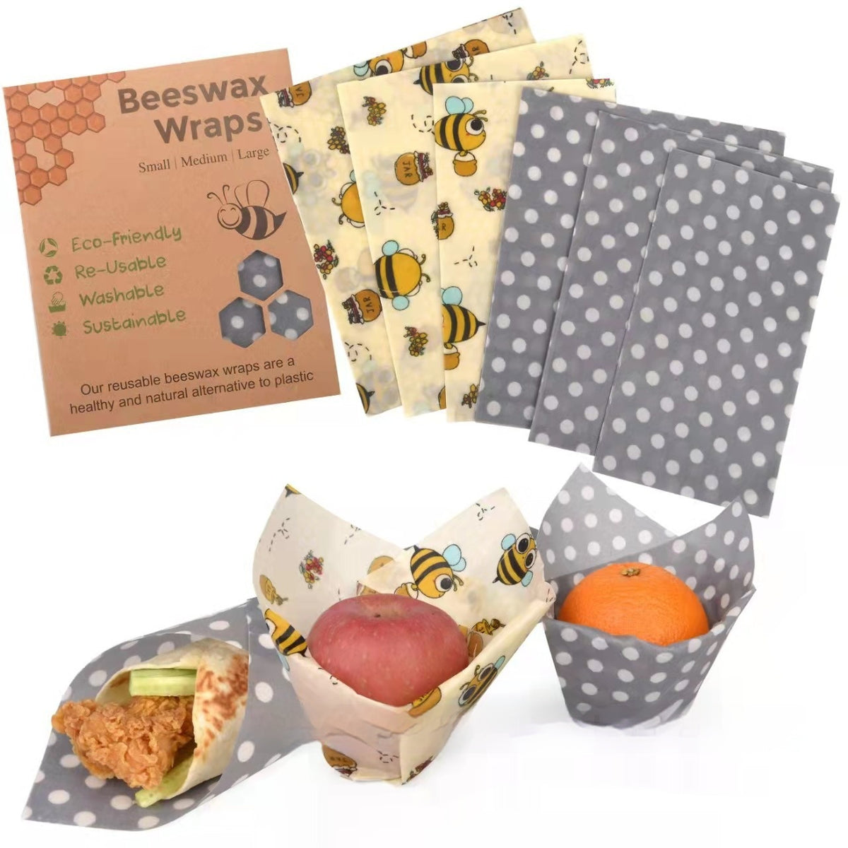 Beeswax Food Wraps Reusable Preservative Cloths Eco-Friendly Food Storage