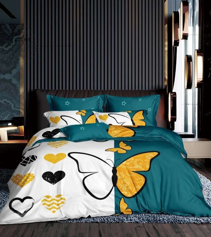Flower Print Bed Bedding Set Four-Piece Duvet Cover & Pillowcases