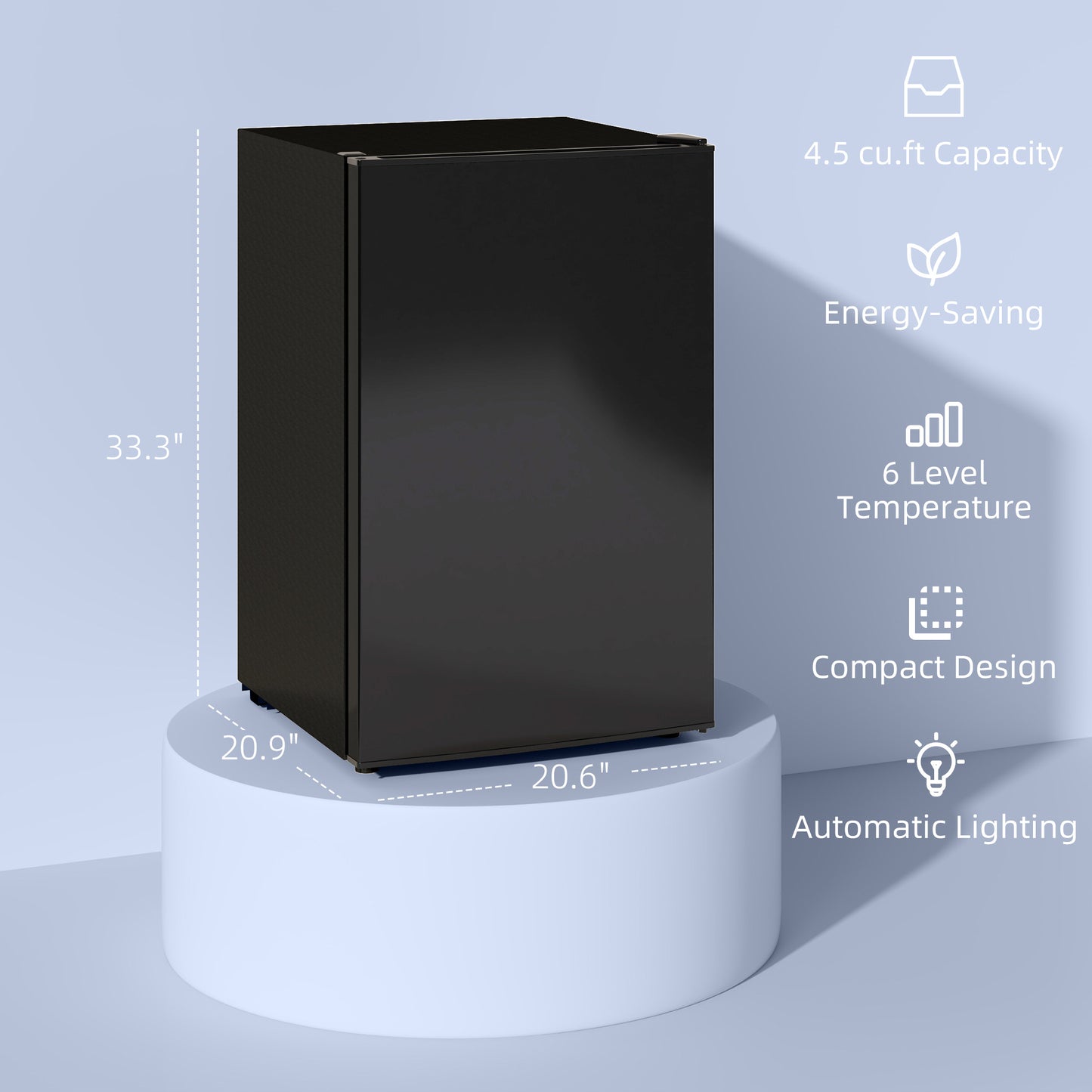Mini Fridge 4.5 Cu.Ft Single Door Refrigerator with Freezer - Black