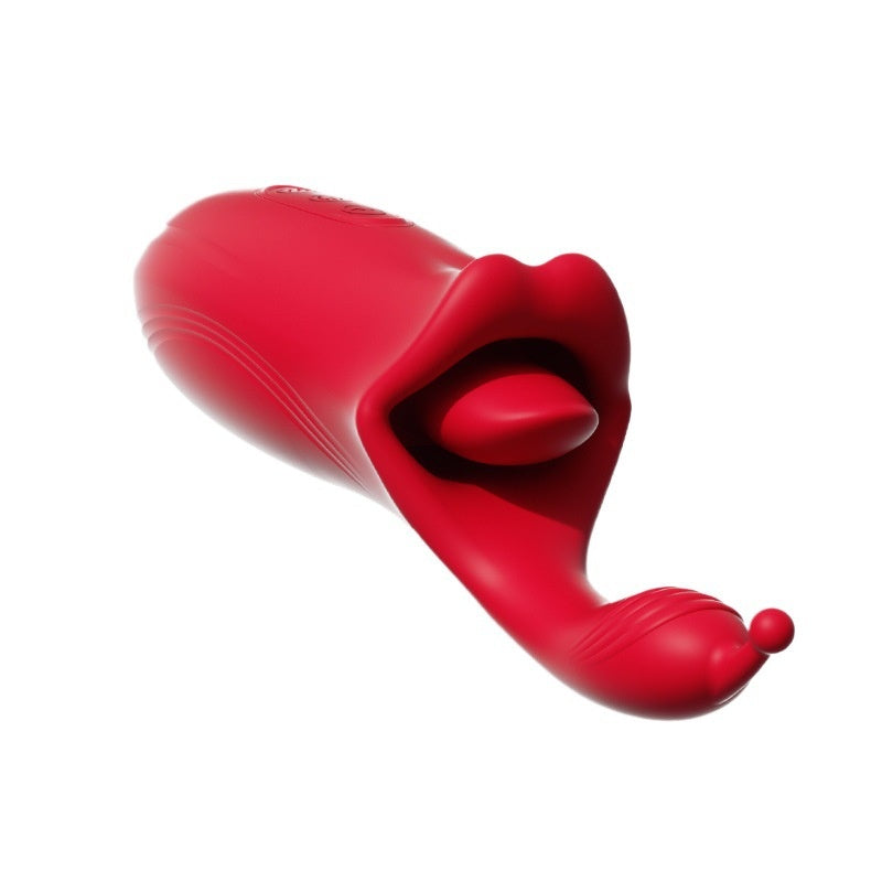 Vibrating Stick and Female Sex Toy Masturbator with Finger Sleeve - Silicone, Red