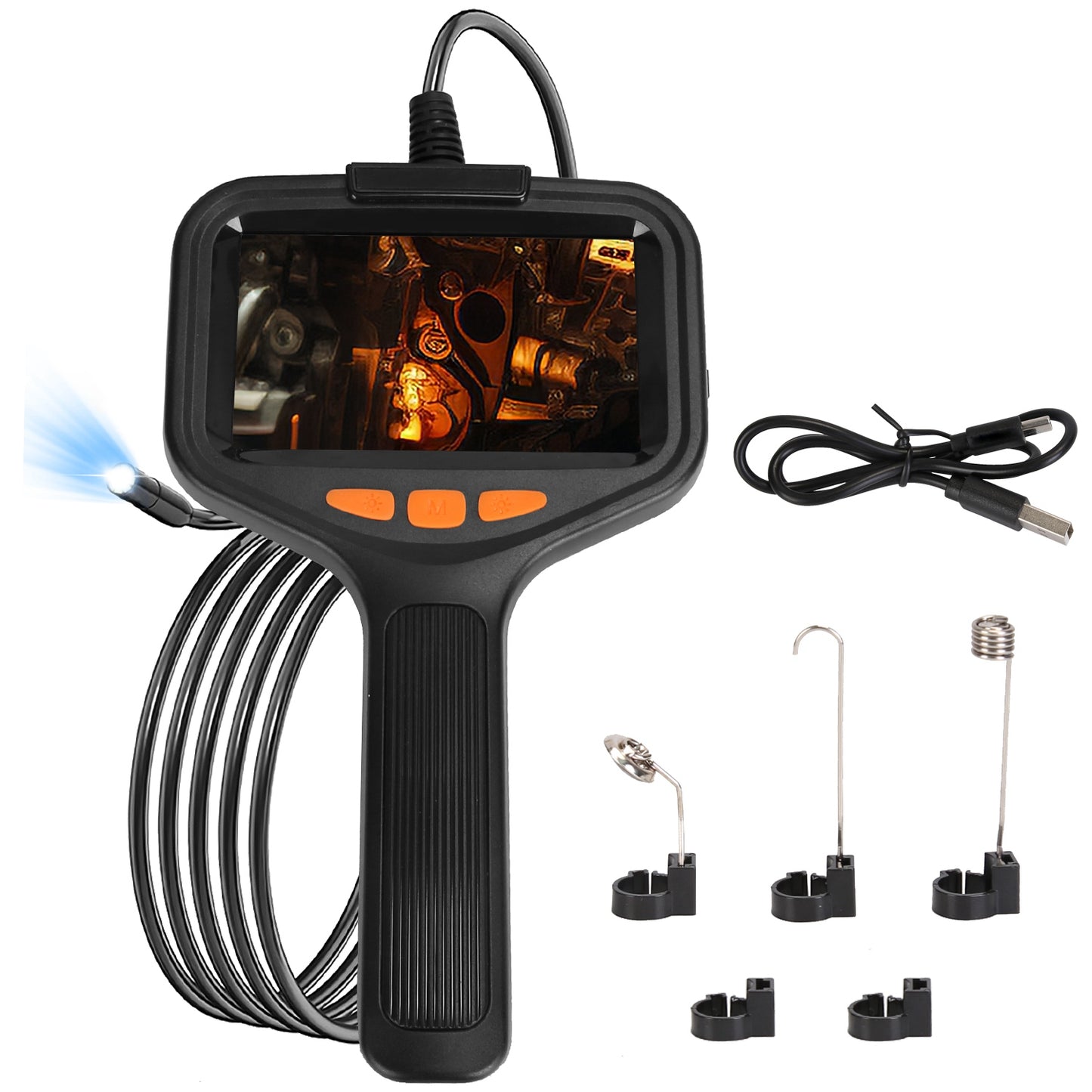 HD Inspection Camera with Light 4.3in Screen 16.4ft Waterproof Borescope for Plumbing & Automotive