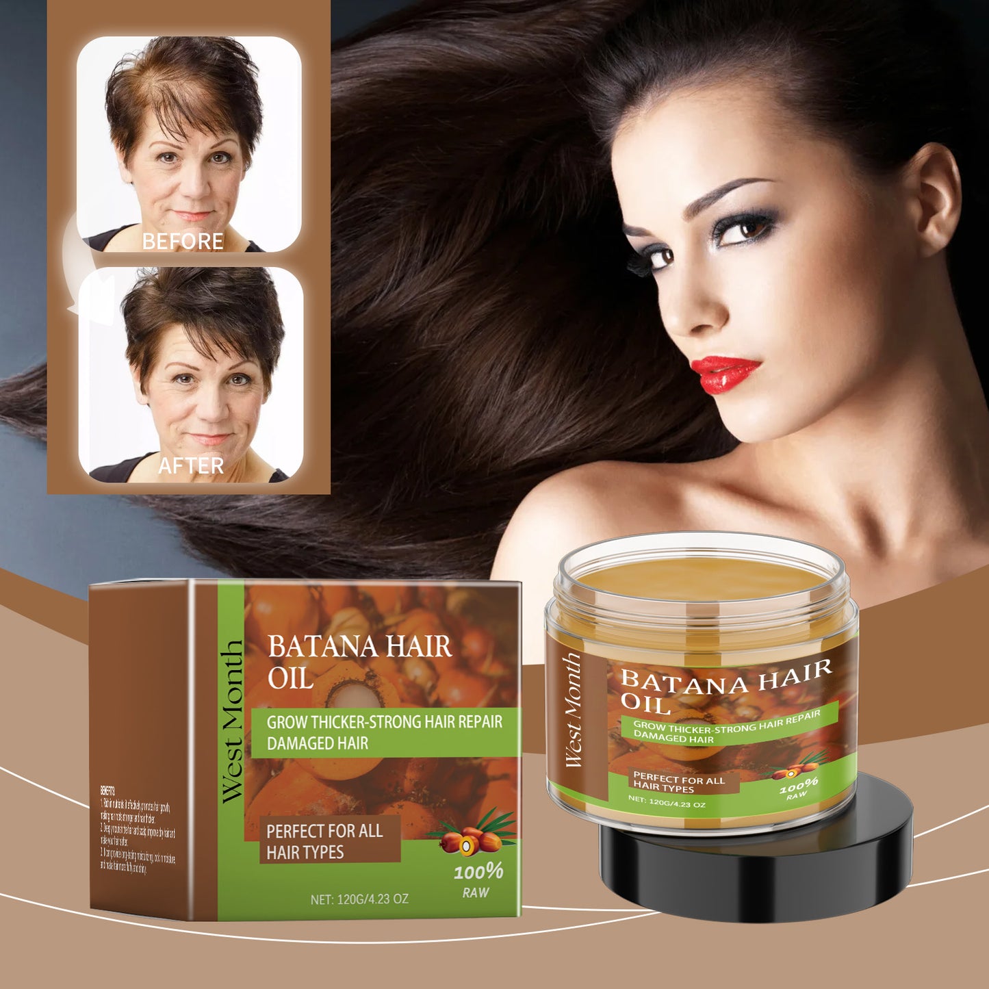 Batana Hair Care Oil with Keratin for Damaged Hair Repair