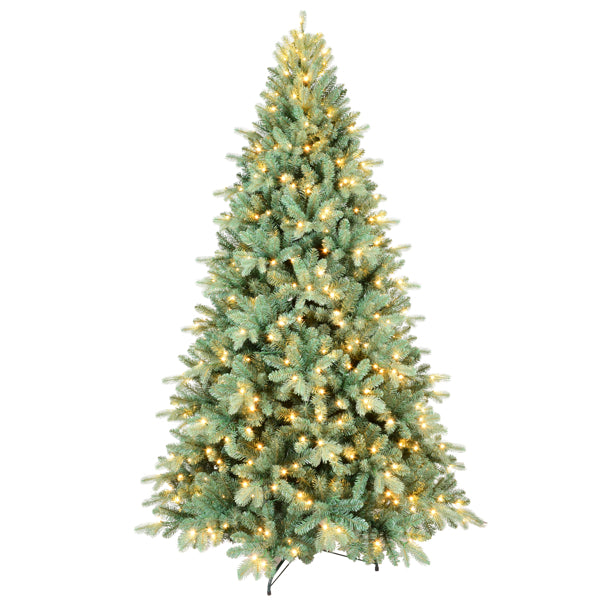 7.5ft Blue Green Tinted Artificial Christmas Tree - Hinged Design