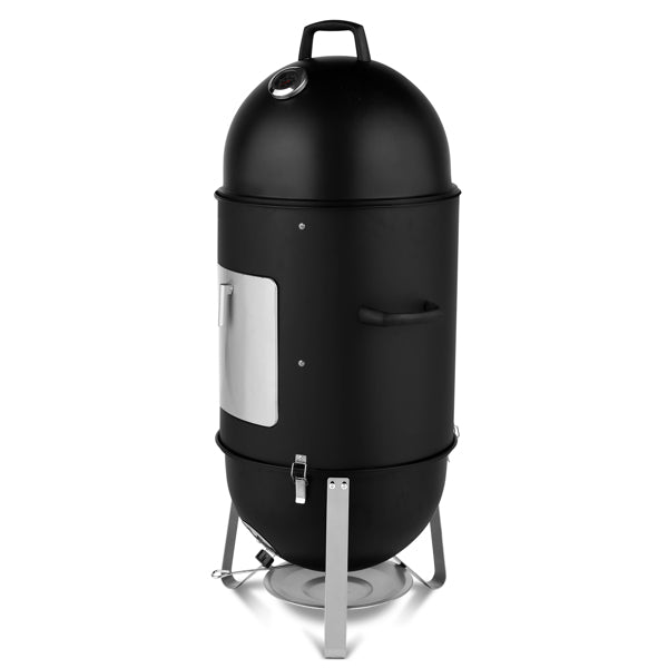 Heavy Duty Vertical Steel Charcoal Smoker - Multi-Layer Outdoor BBQ Grill