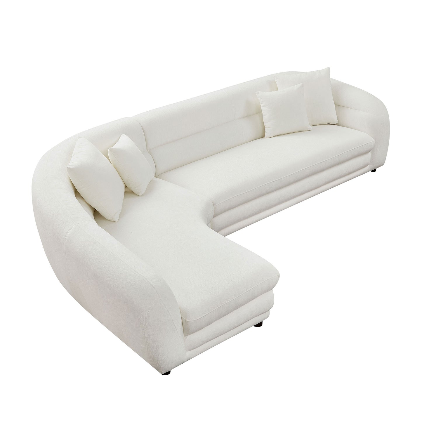 125 Inch Curved L-Shaped Modular Sofa with Comfort Pillows - White