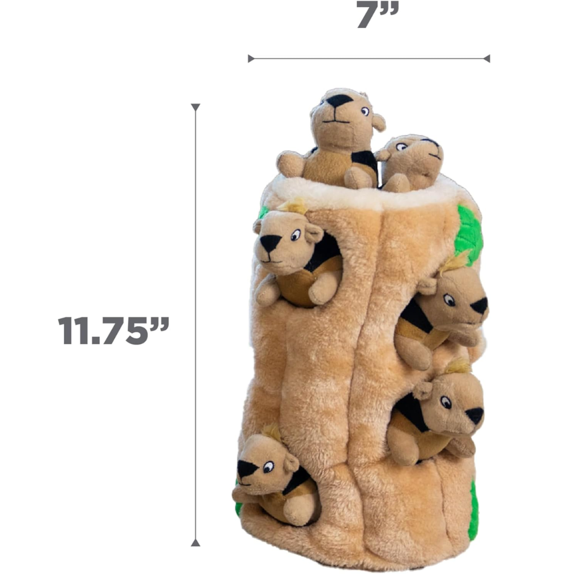 Interactive Squirrel Dog Toy 2-in-1 Plush Puzzle with Squeaky Squirrels - Brown