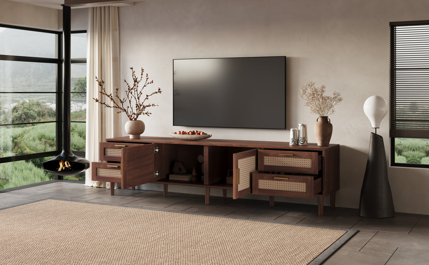 78 Inch TV Stand for 85 Inch TVs - Modern Media Console with 4 Drawers
