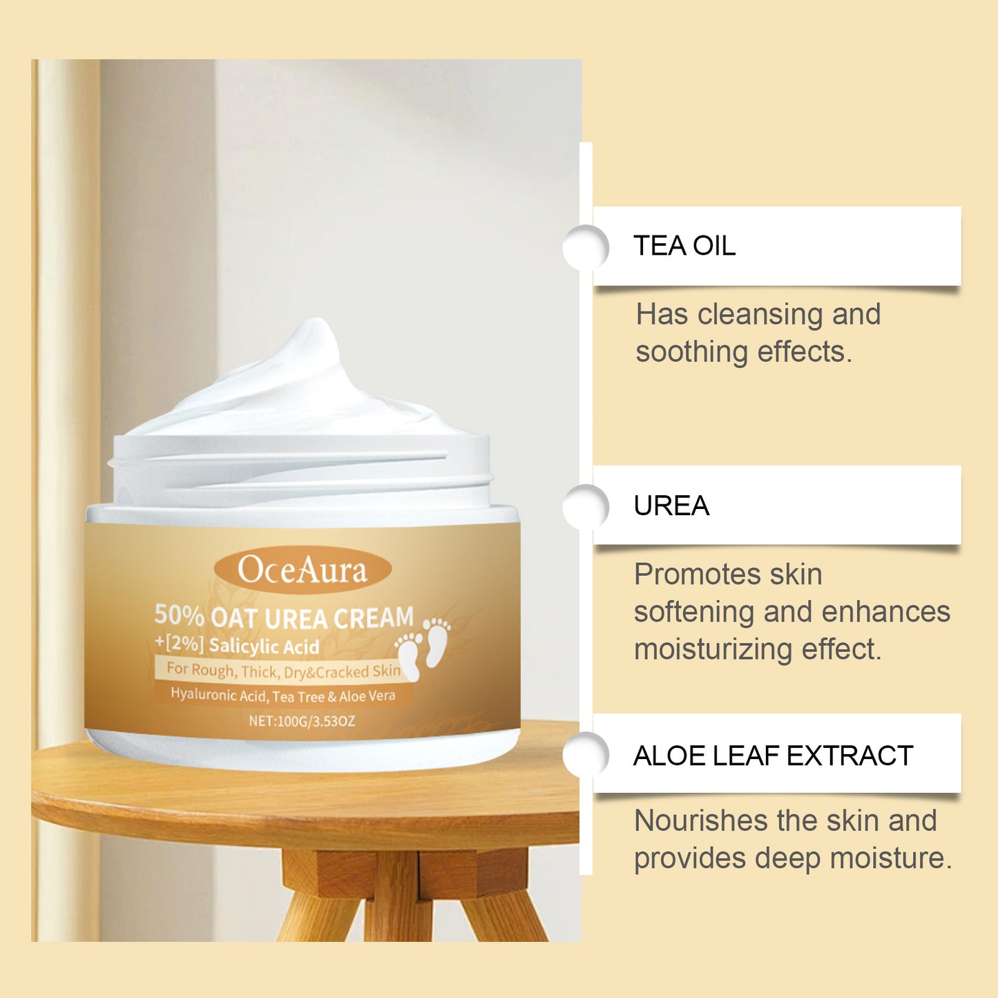 Oat Moisturizing Urea Cream for Deep Skin Hydration - 100g