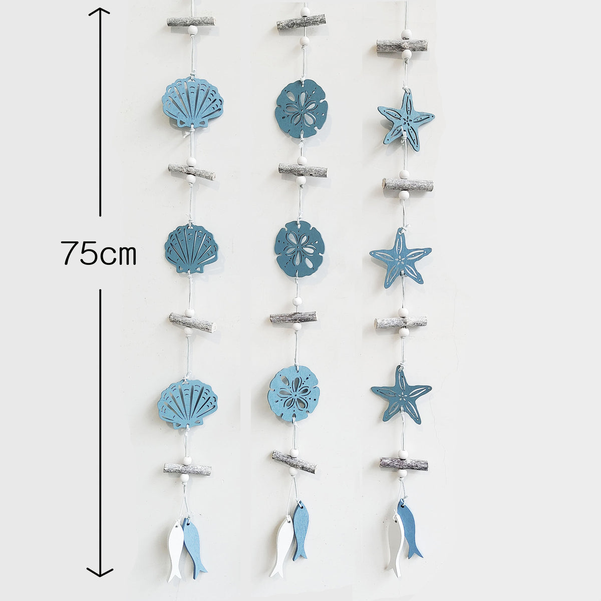 Mediterranean Wooden Pendant Decor - Starfish, Scallop & Round Shell Styles