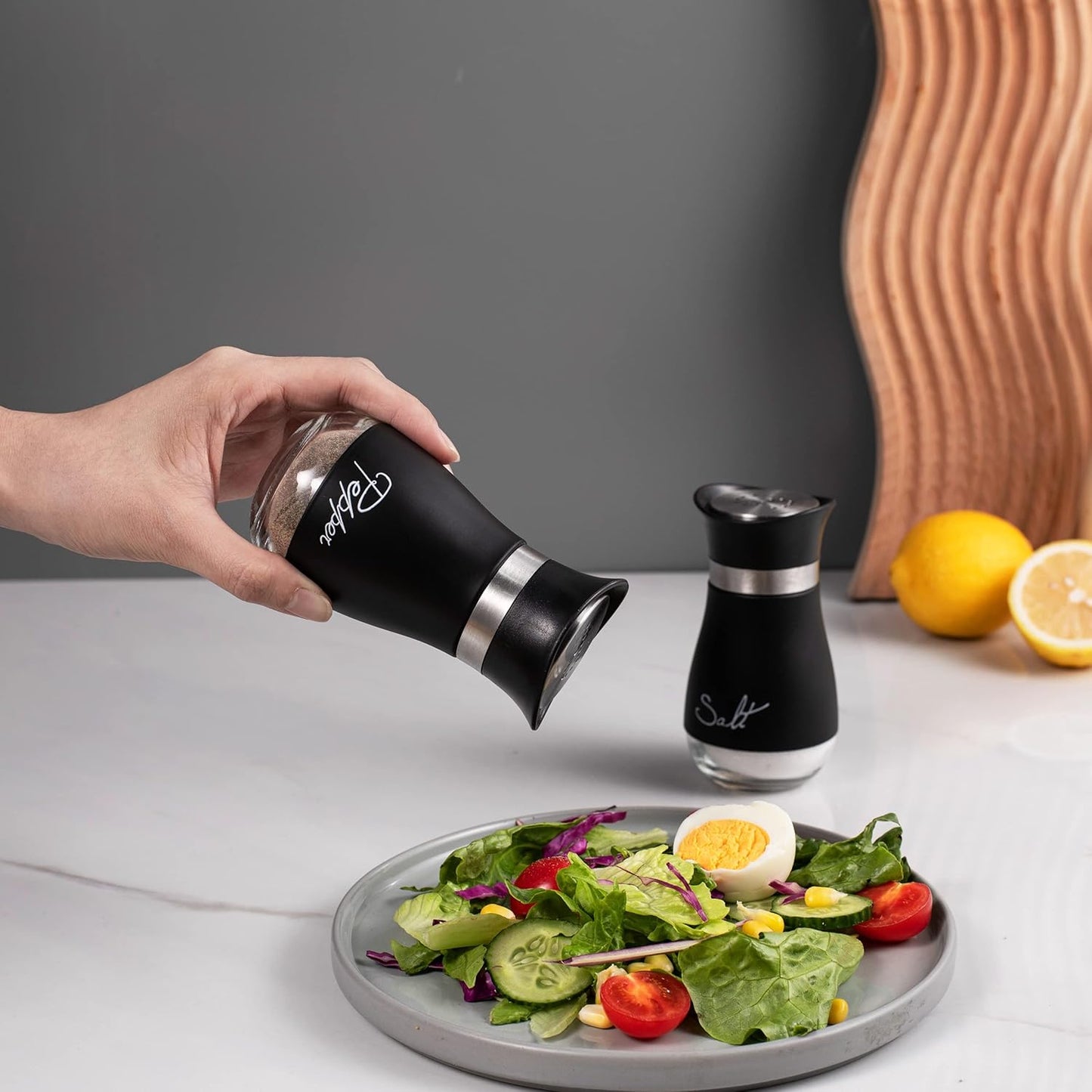 Salt and Pepper Shakers Set - 4 Oz Glass Bottom Spice Dispensers