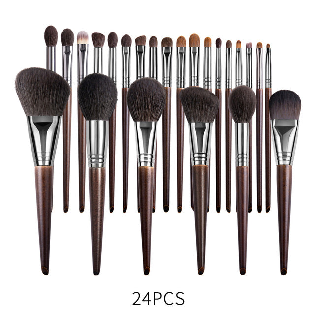 Natural Makeup Brush Set with Goat Hair - 22/24 Pieces for Face & Eyes