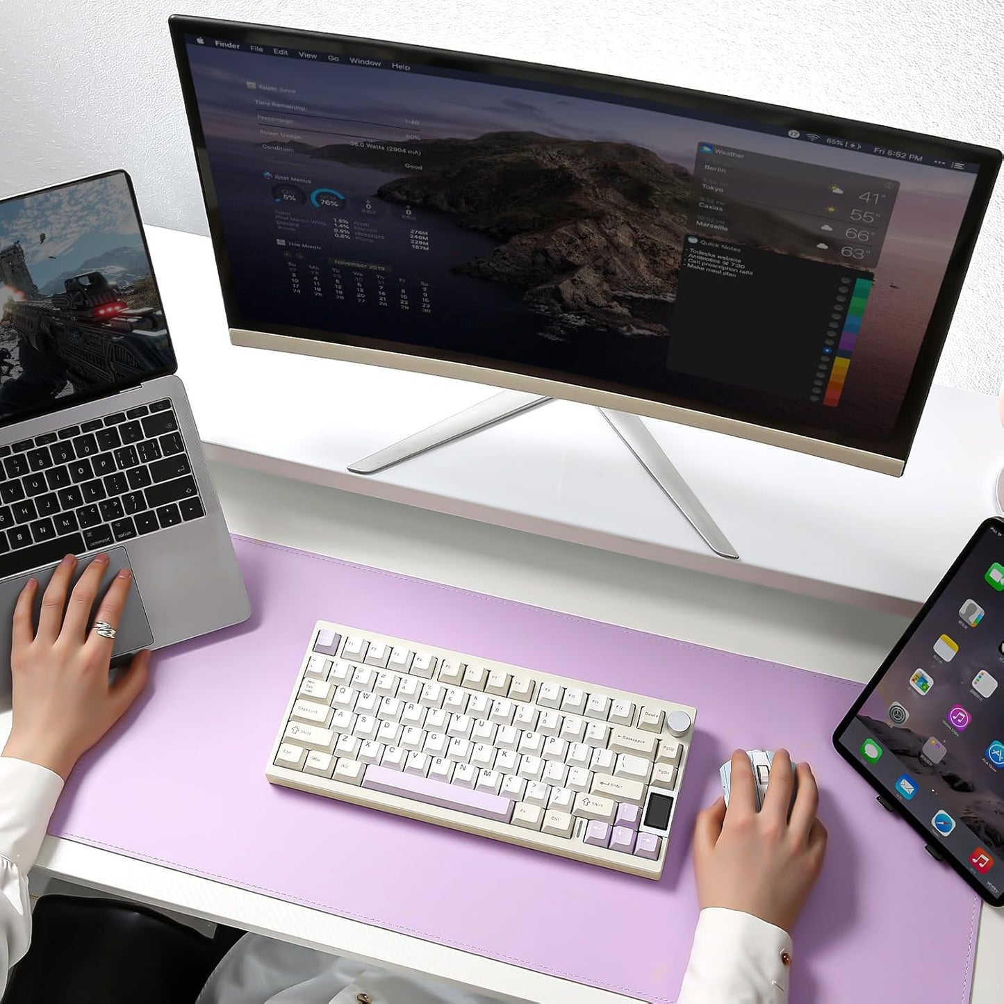 YUNZII AL80 Wireless Mechanical Keyboard,Full Aluminum CNC, Smart LCD Display,Hot Swappable Gasket Mount 75% Layout with Knob,BT/2.4G/USB-C,QMK/VIA Support for Win/Mac (Silver, Gateron Zero Switch)