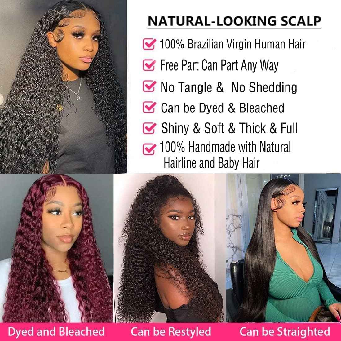 26 Inch Lace Front Wigs Human Hair 13x4 HD Deep Wave Lace Front Wigs Human Hair Wigs for Women Deep Curly Lace Frontal Wig Glueless Wigs Human Hair Pre Plucked with Baby Hair 180 Density