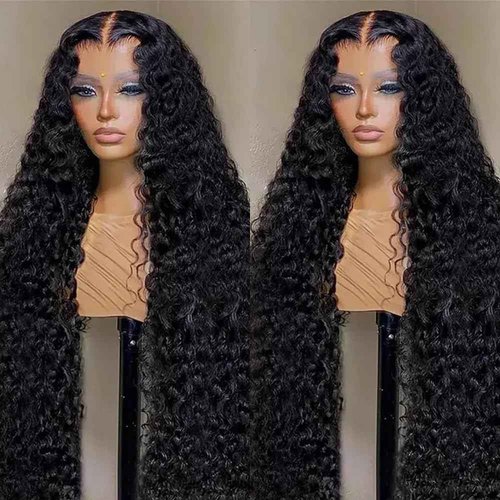 Xhisae 30 Inch Deep Wave Lace Front Wigs Human Hair 200 Density 13x6 HD Transparent Lace Frontal Wigs Human Hair Pre Plcked Curly Human Hair Wig for Women Deep Curly Glueless Wigs