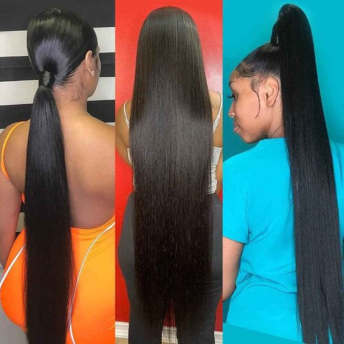Younsolo Straight Bundles Human Hair 3 Bundles 20 22 24 Inches Straight Hair Bundles 12A Brazilian Virgin Hair Extensions for Women Double Weft Natural Black Color Bundles