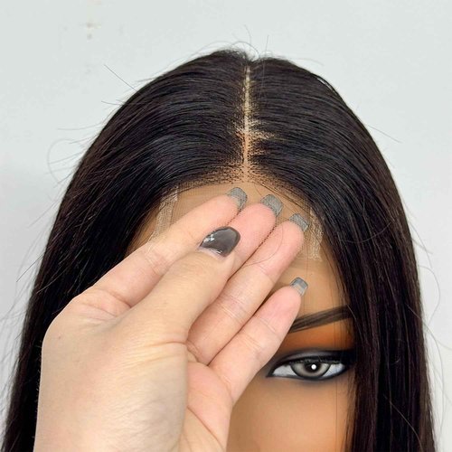 sedittyhair Double Drawn 280 Density Real 2x6 HD Lace Closure Human Hair Wig for Black Women Pre Plucked Middle Part Vietnamese Hair Bob Bone Straight Wig Natural Color 10 inches