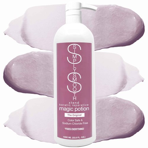 SIMPLY SMOOTH Xtend Keratin Reparative Magic Potion Original Leave In Conditioner Detangler & Heat Protection Spray Repair & Reduce Breakage Color Safe & Sodium Chloride Free 33.8 Oz