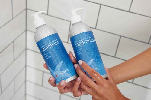 Plaine Products Eco-Friendly Shampoo and Conditioner - Rosemary, Mint, Vanilla - Sulfate Free, 16 oz (Refillable Bottles with Pumps)