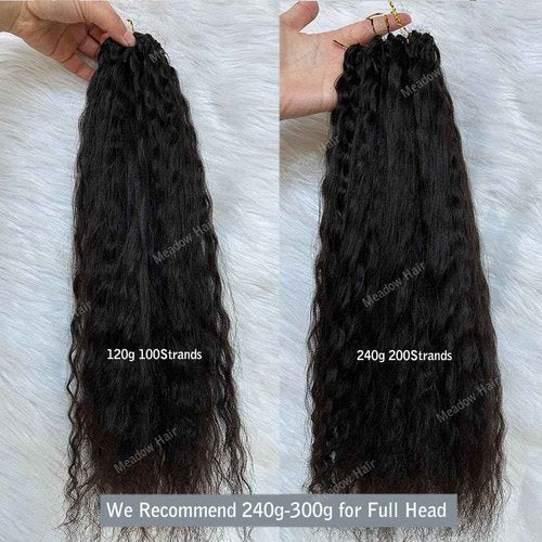 Knotless Crochet Human Hair Braids Extensions Pre Separated Wet and Wavy Brazilian Virgin Human Hair Braiding Bundles With Threading for Black Women Micro Link Meadow Hair 16inch 120g