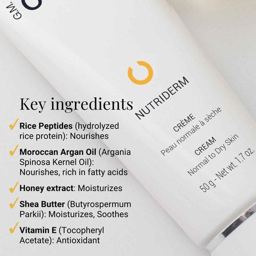 G.M. COLLIN Nutriderm Cream | Nourishing Daily Face Cream for Dry Skin | Moisturizing Skincare With Rice Peptides and Moroccan Argan Oil